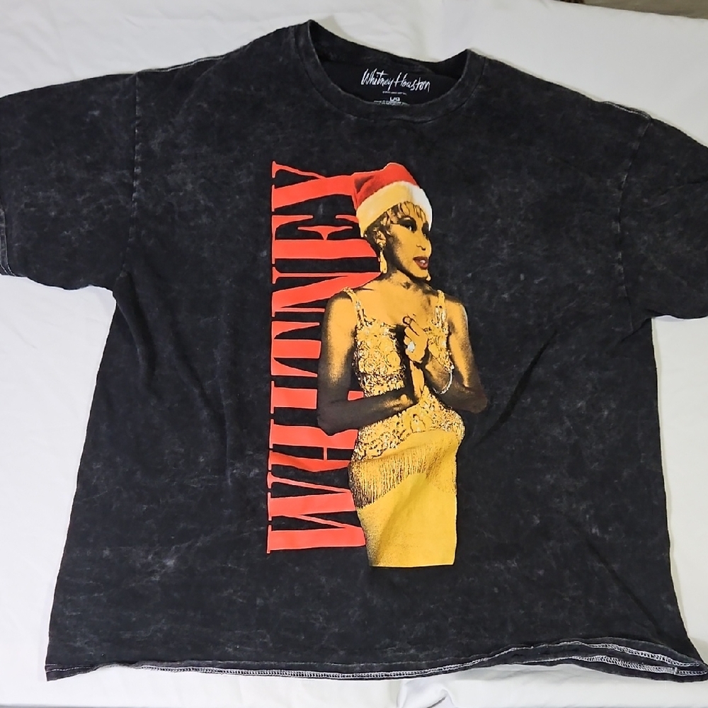 🔥Whitney Houston Xmas Holiday Christmas‎ Hat T-Shirt Sz Large